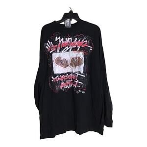 Miskeen   Vtg Rare Painted  Graffiti long Slv Black Shirt Mens Size 2X   EUC